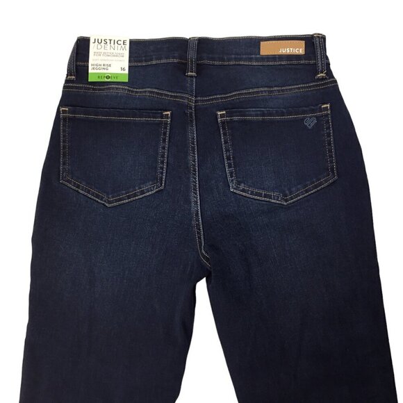 Justice Denim Jeans NWT High Rise Jegging Size 16 Repreve Distressed Dark Wash - Picture 7 of 11